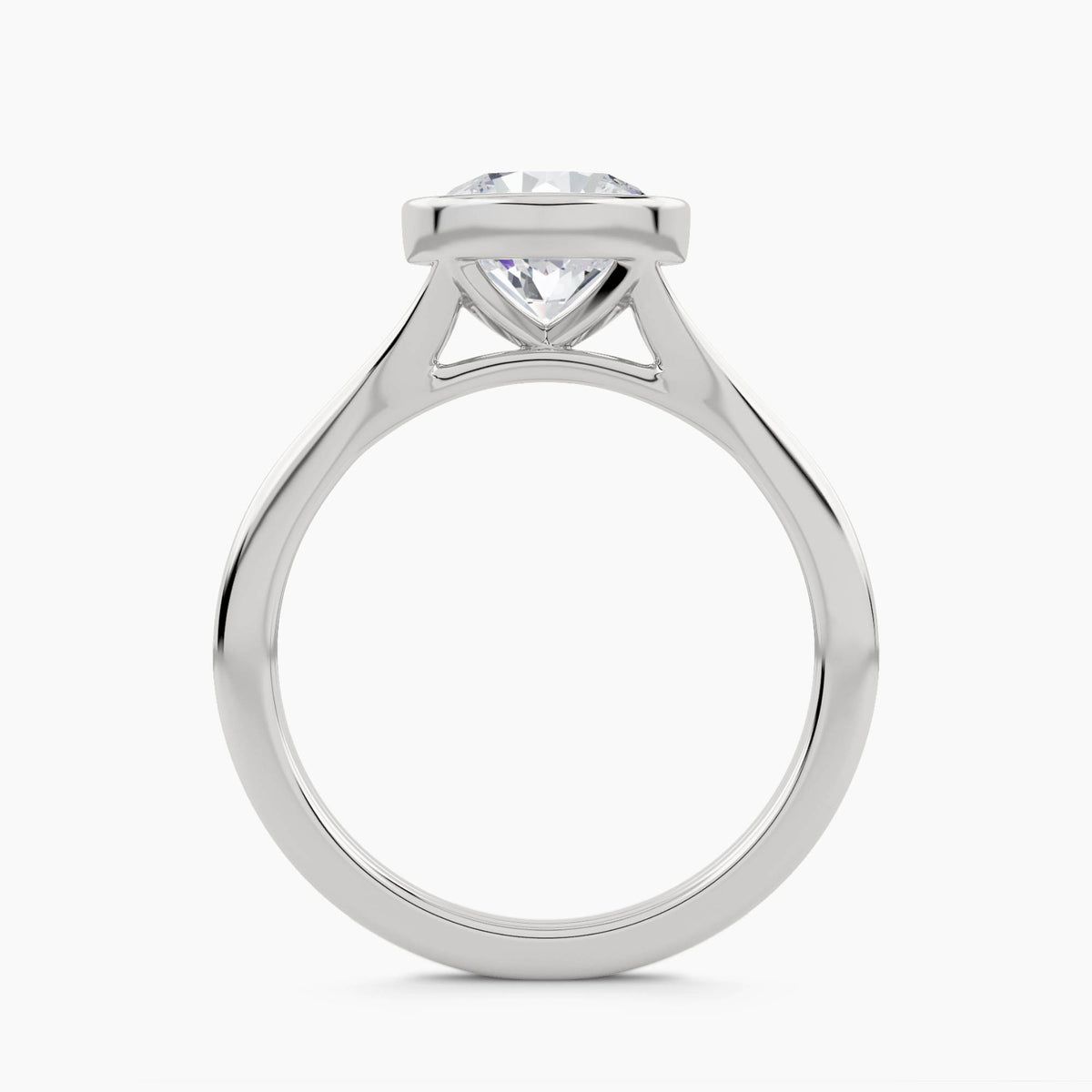 Solitaire With Thin Bezel Setting And Plain Double Shank, front view