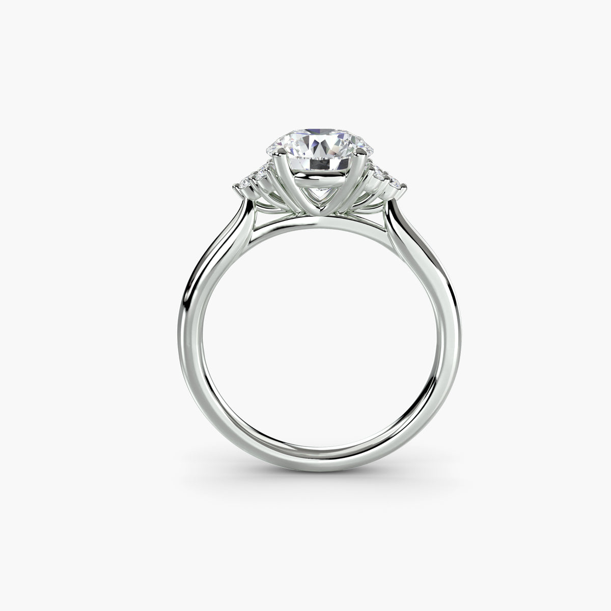 Solitaire With 3 Round Stones On Each Shoulder, front view